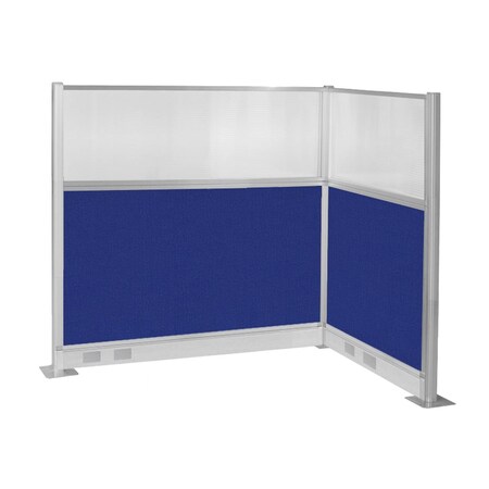Versare Pre-Configured Hush Panel Electric Cubicle (L Shape) 6' x 4' w/ Window Royal Blue Fabric 1859414